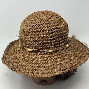 Tropical Trends 100% paper khaki crochet hat